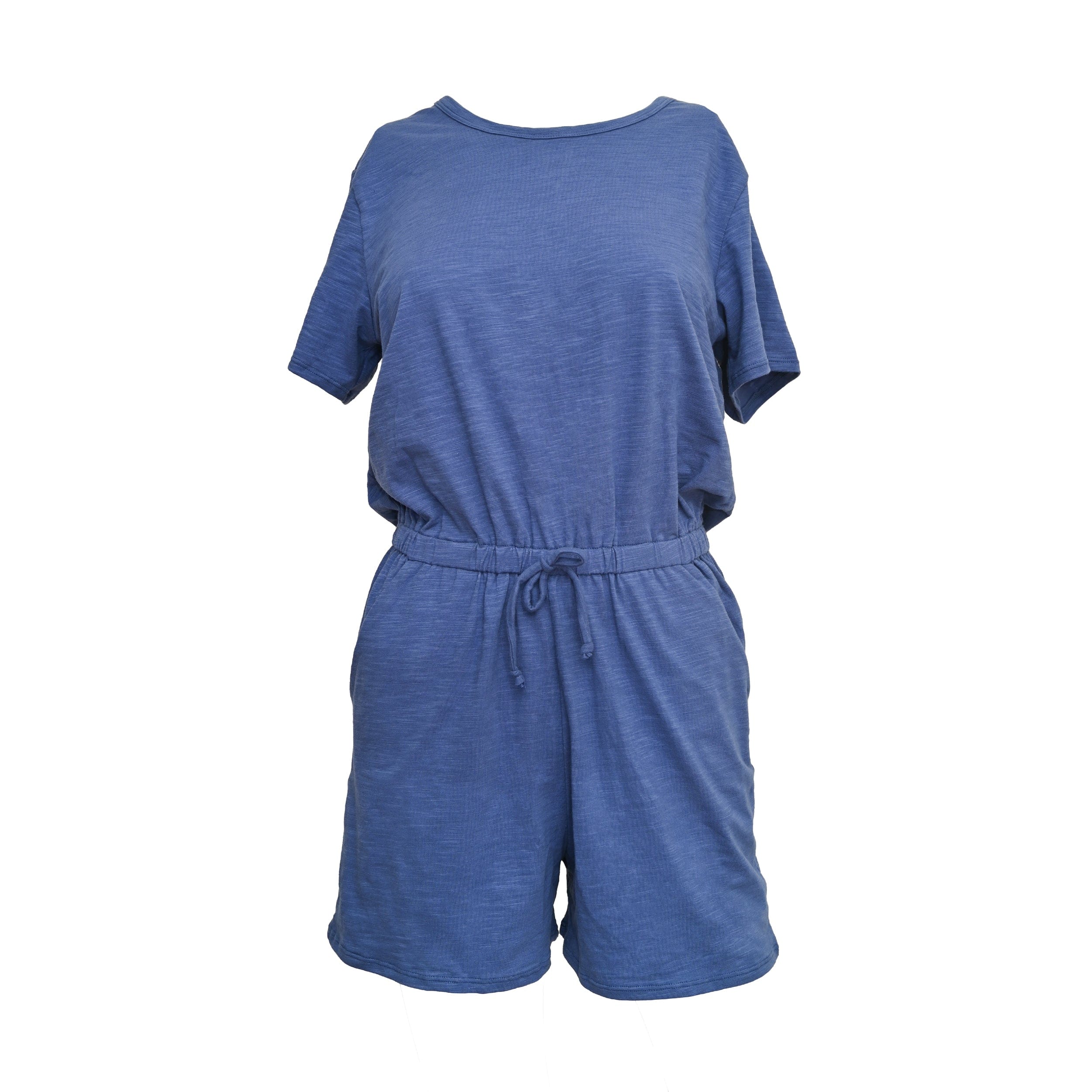 Lezat Rompers Sandy Short Sleeve Drawstring Romper - Denim