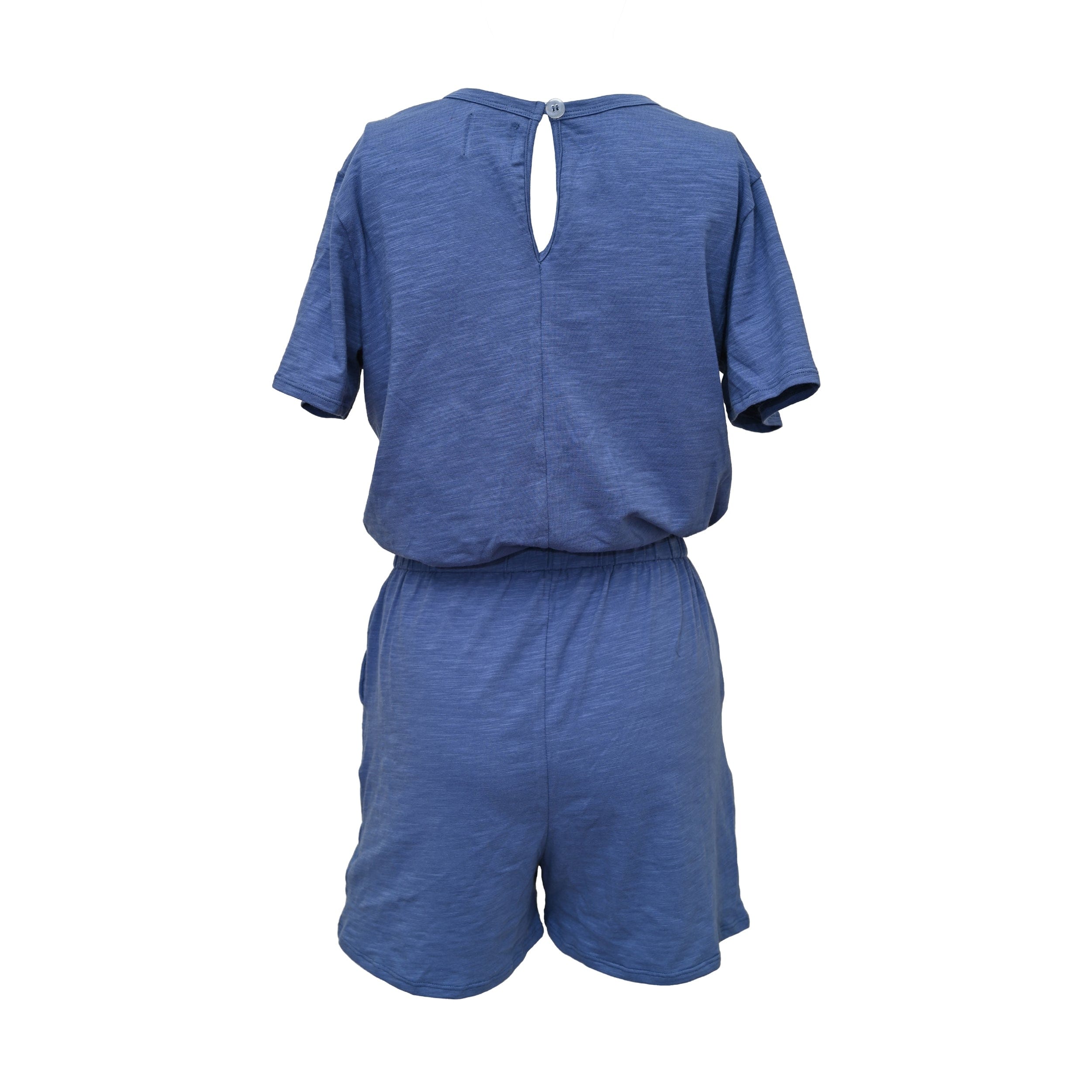 Lezat Rompers Sandy Short Sleeve Drawstring Romper - Denim