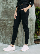 Lezat Sweatpant Kelly Slim Lace-Up French Terry Organic Cotton Sweatpant - Black