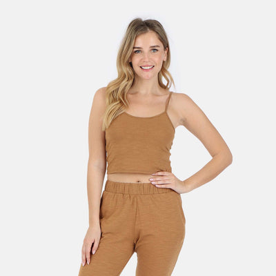 Lezat Tank Tegan Cotton Cami Tank - Camel