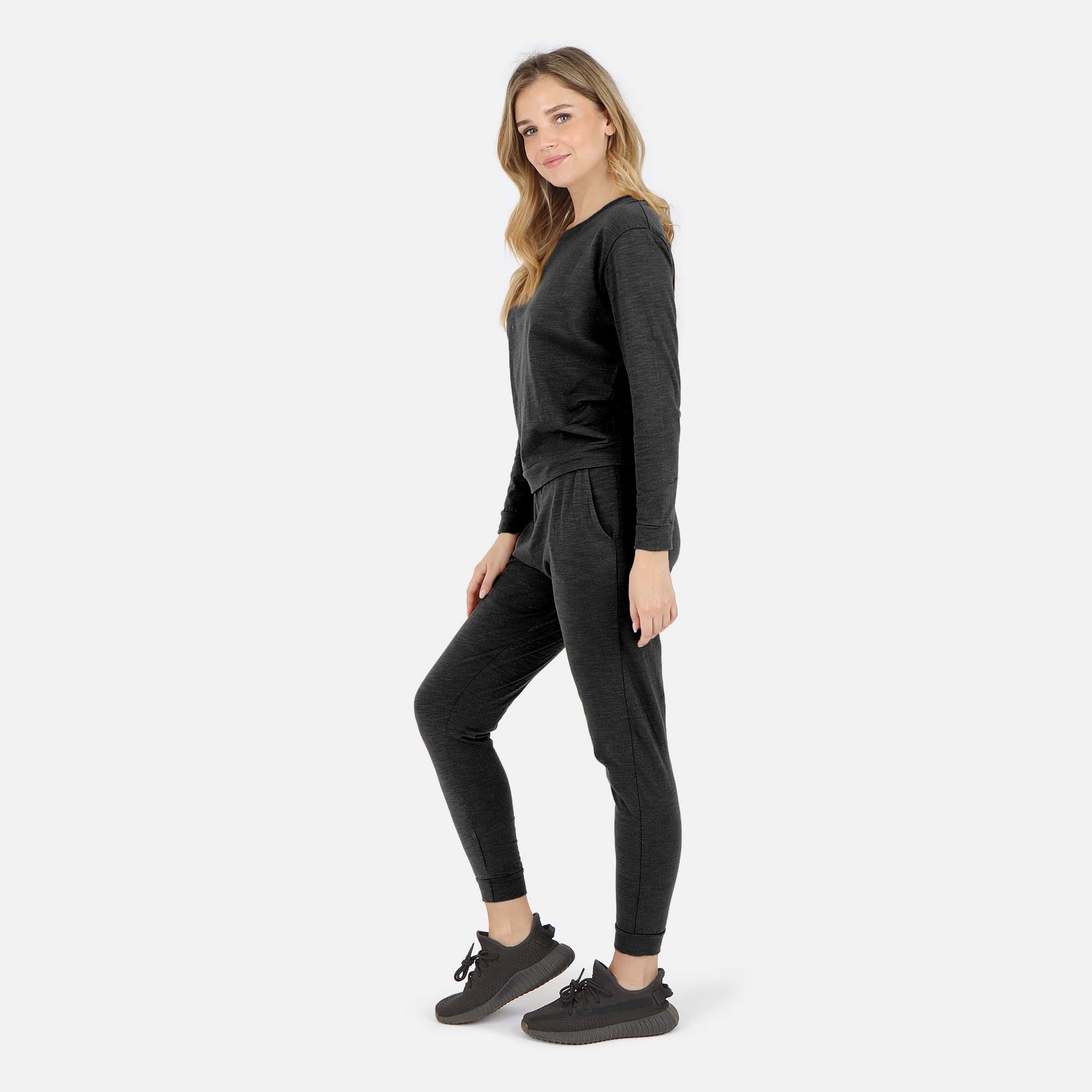 Lezat Tank Tegan Cotton Long Sleeve Pullover - Black