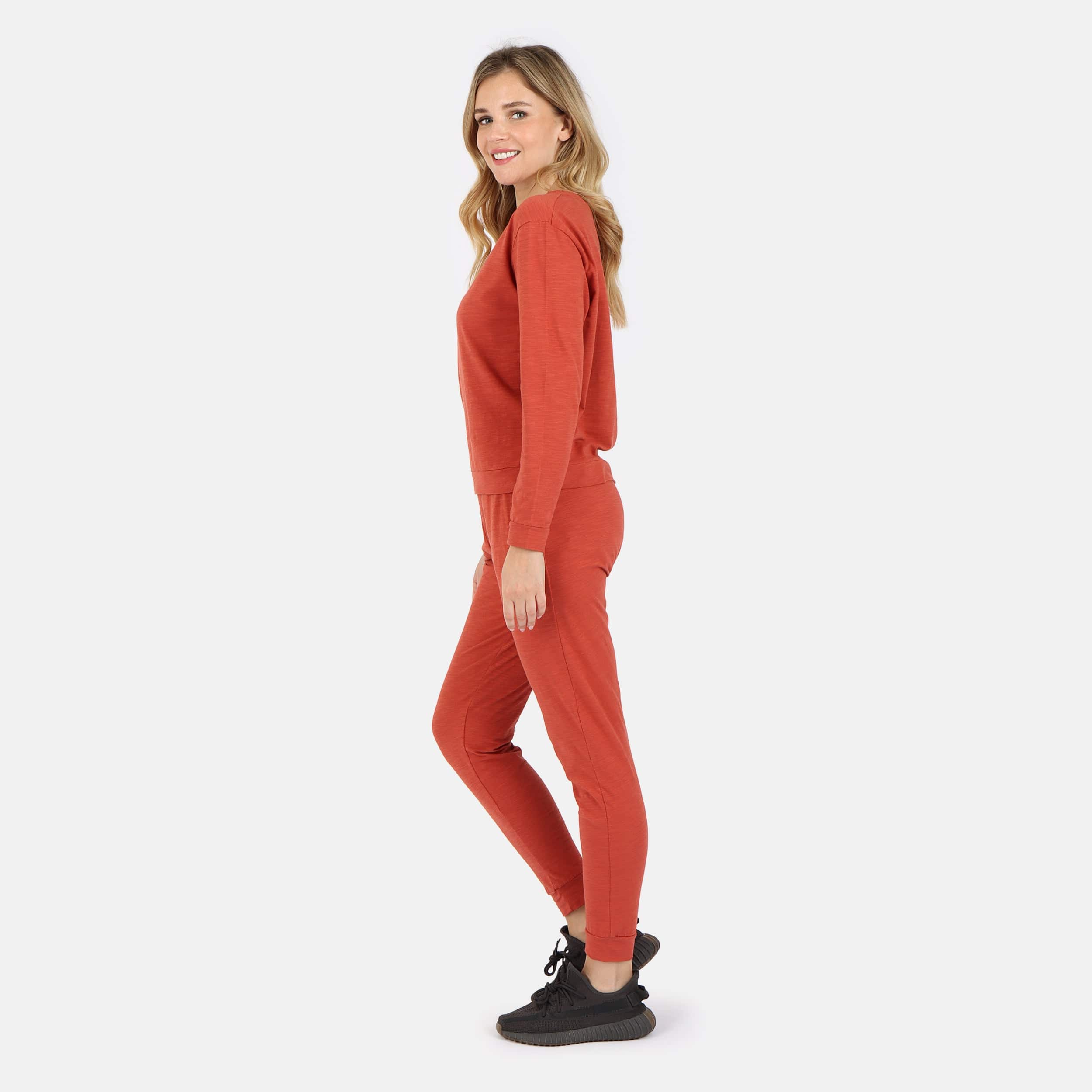 Lezat Tank Tegan Cotton Long Sleeve Pullover - Brick