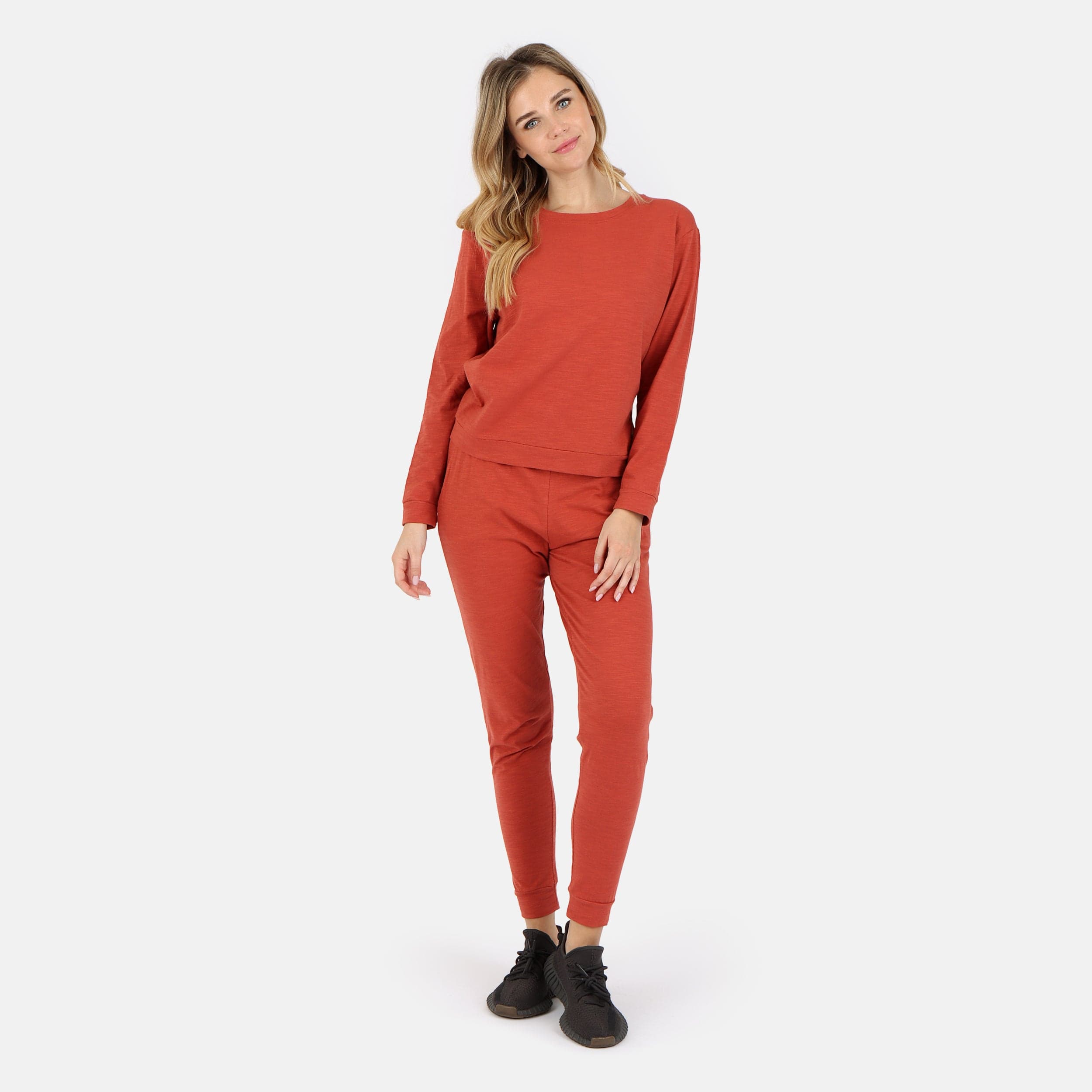 Lezat Tank Tegan Cotton Long Sleeve Pullover - Brick