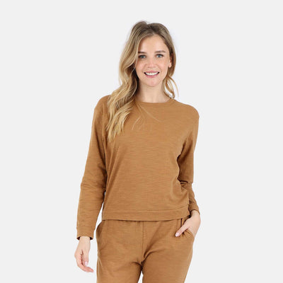 Lezat Tank Tegan Cotton Long Sleeve Pullover - Camel