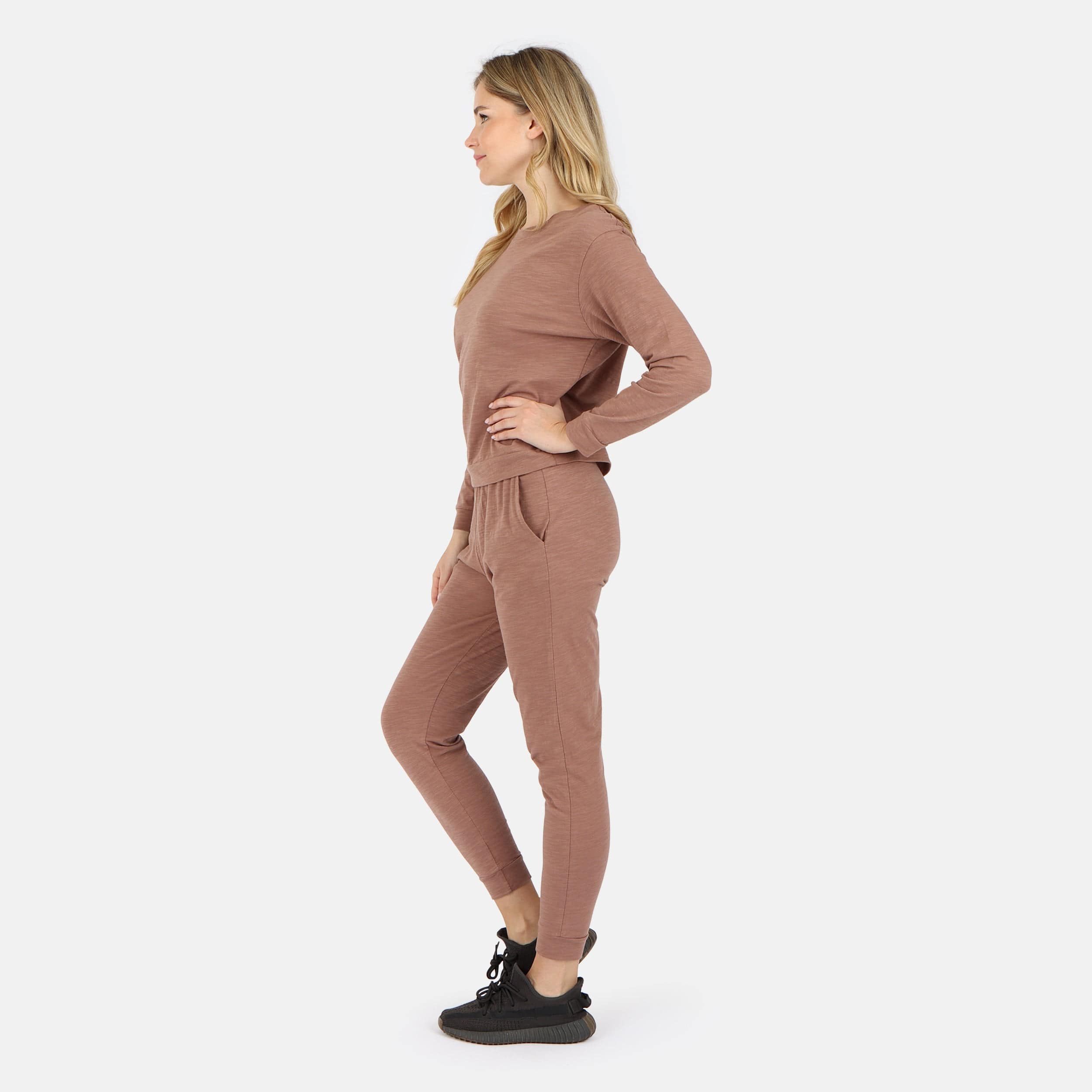 Lezat Tank Tegan Cotton Long Sleeve Pullover - Cocoa