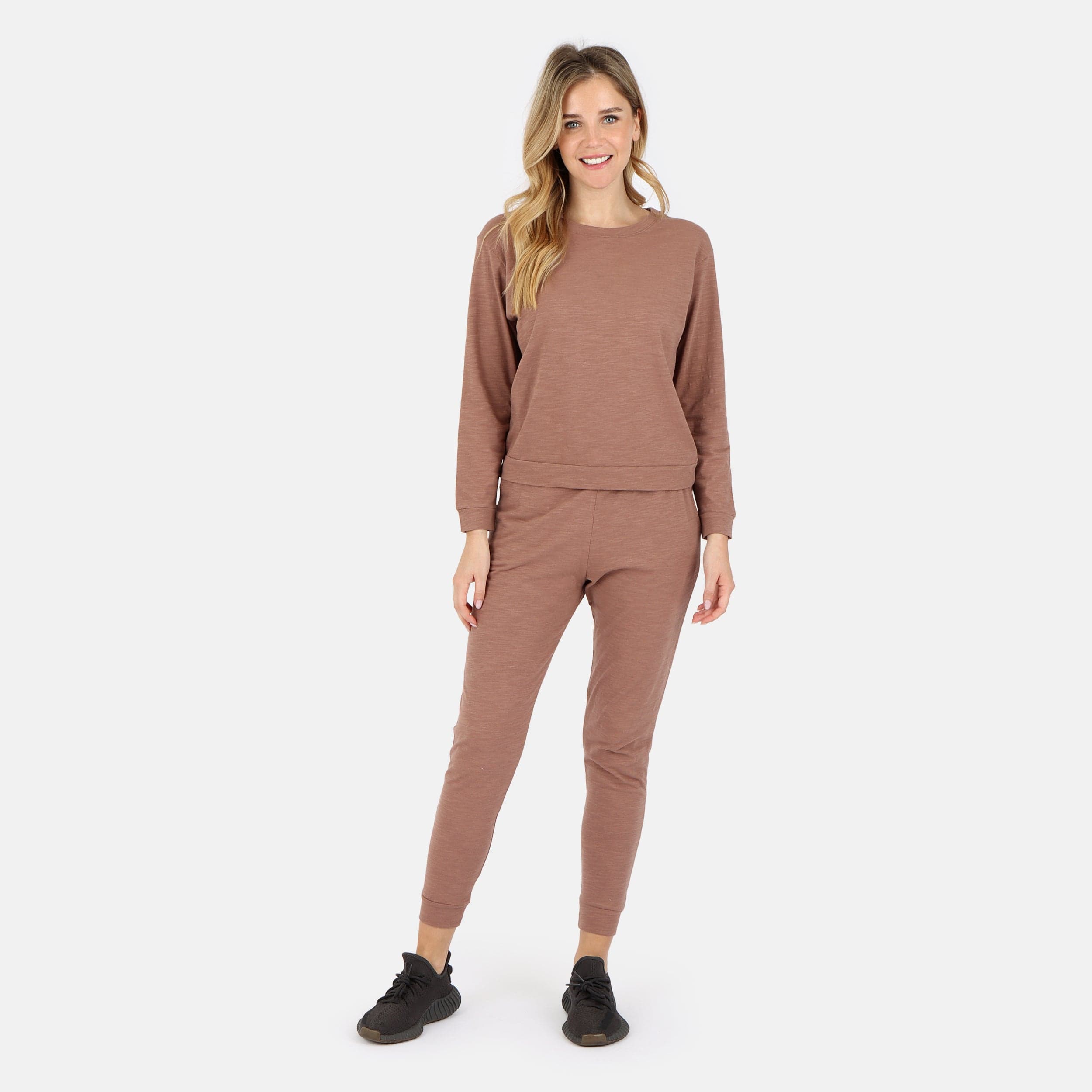Lezat Tank Tegan Cotton Long Sleeve Pullover - Cocoa